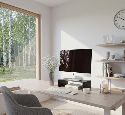 Minimalistinen näyttöteline – teräs